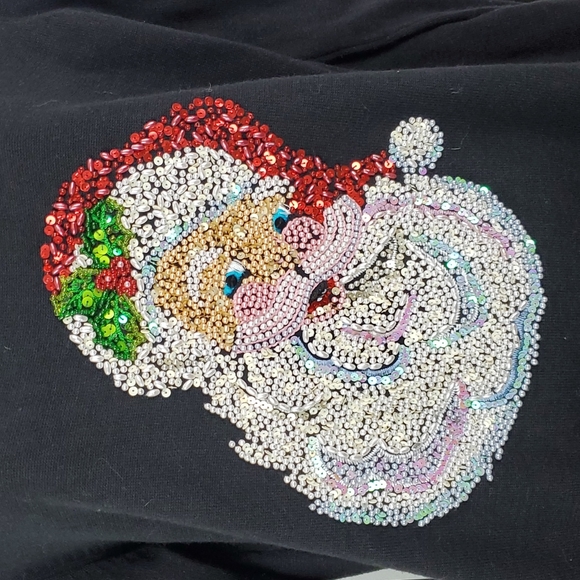 Storybook Knits Ugly Christmas Sweater Tunic beads Vintage Santa Size M - Picture 2 of 7